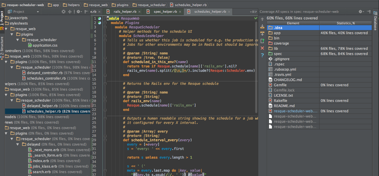 Rubymine with coverage enabled